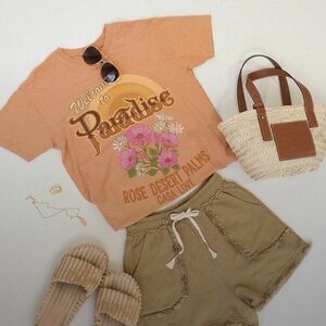 SPELL PARADISE ROSE DESERT PALMS CASA LOVE BIKER TEE NWT M